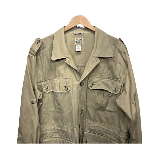 TravelSmith Vintage Khaki Utility Jacket Trench Coat Chore Coat XL Style 8728 - Picture 2 of 10
